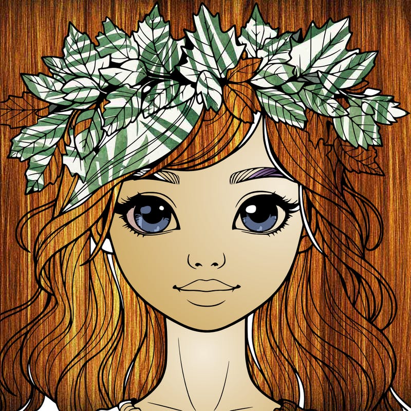 realistic girl with fall leaf crown