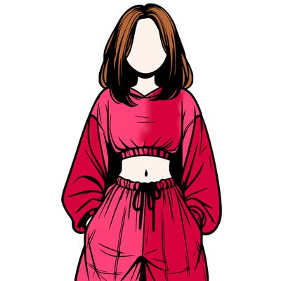 realistic girl faceless with baggy pants and a crop top