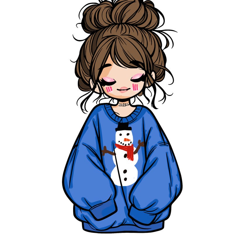 girl with baggy sweatshirt and messy bun