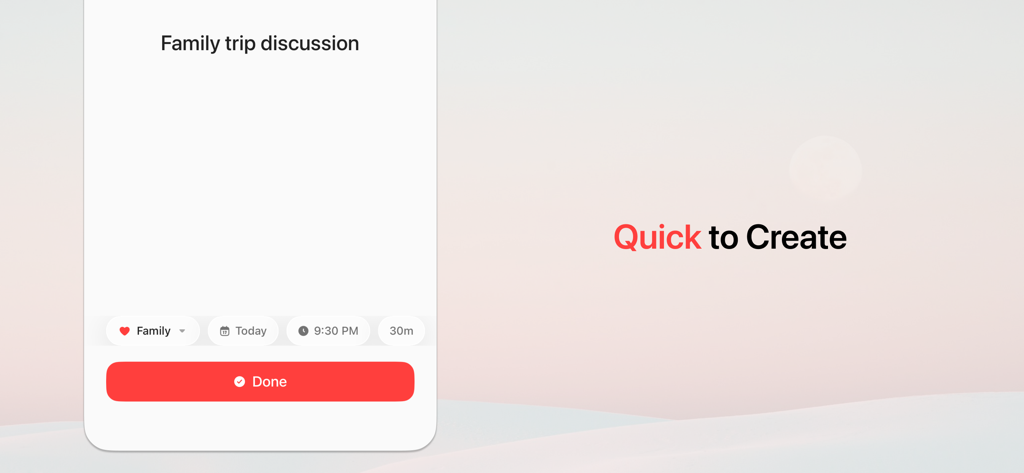 Momento - Planner - Minimalist interface for quickly creating a timed action in the Momento Planner app