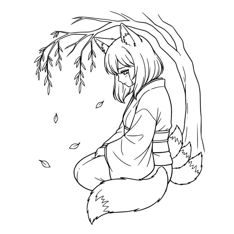 anime girl fox that is depressed