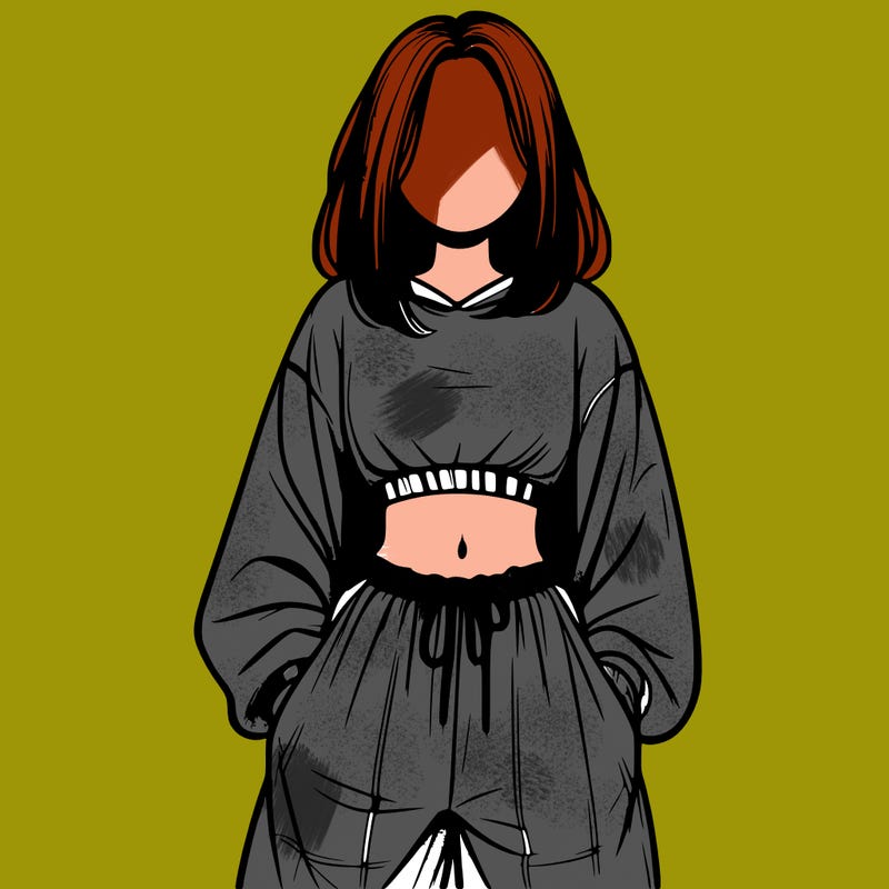 realistic girl faceless with baggy pants and a crop top