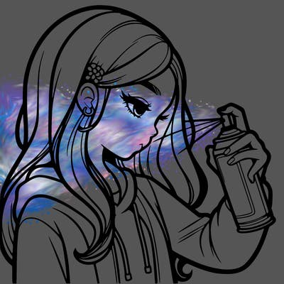 a realistic girl spray painting