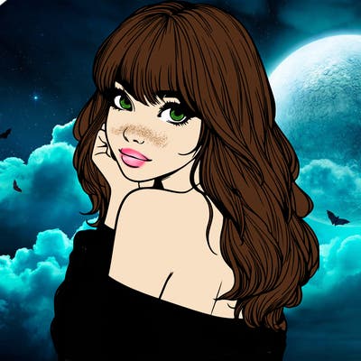 realistic girl with bangs looking over her shoulder