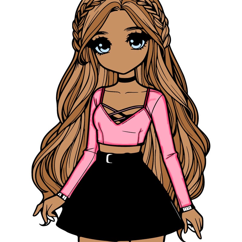 realistic girl with a leather skirt