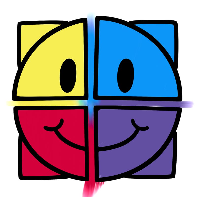 smiley face cut in four parts