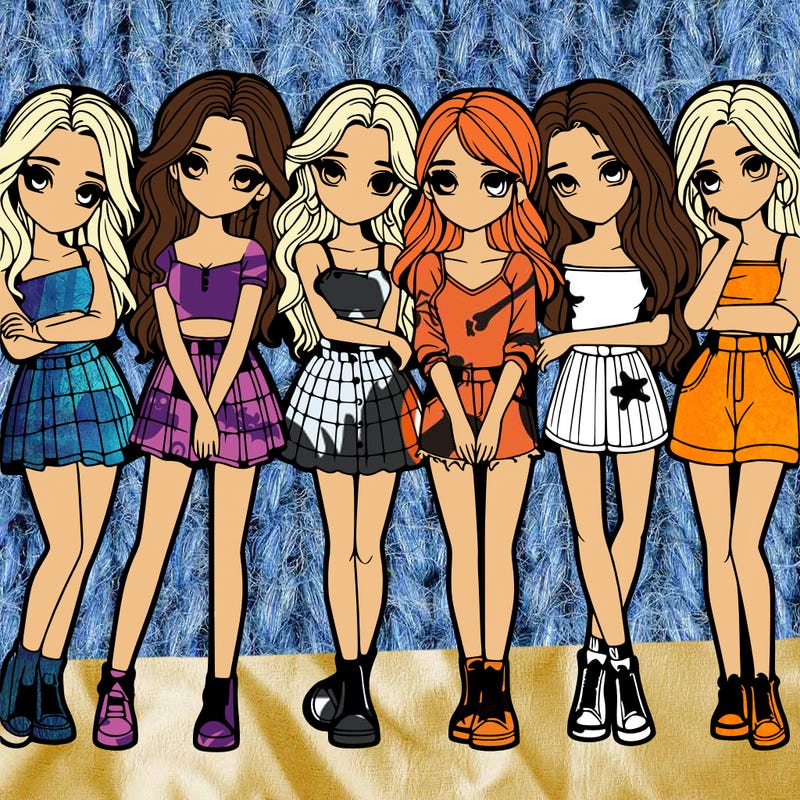 a group of girls realistic