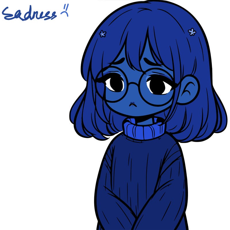 sad girl with glasses in a sweater