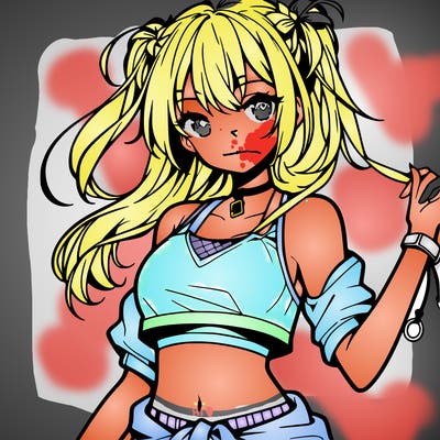 anime girl with crop top