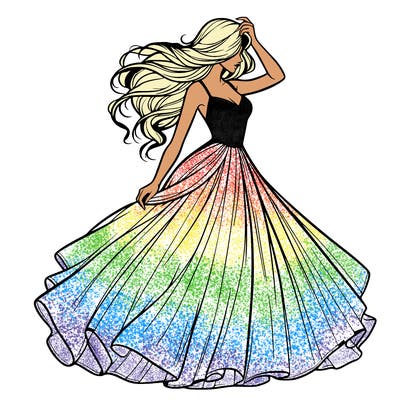 realistic woman with dress flowing in the wind