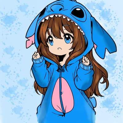 anime girl in a stitch onsie