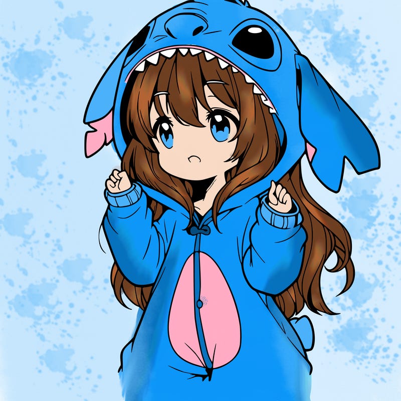 anime girl in a stitch onsie