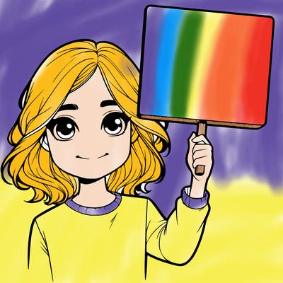 realistic girl holding up a sign