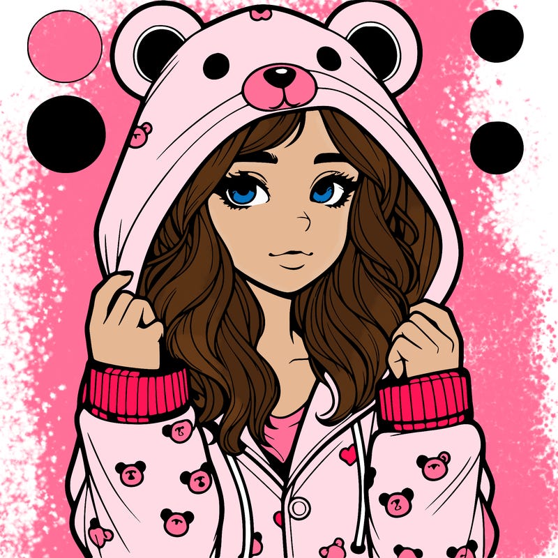 realistic girl in a animal pjs hoodie