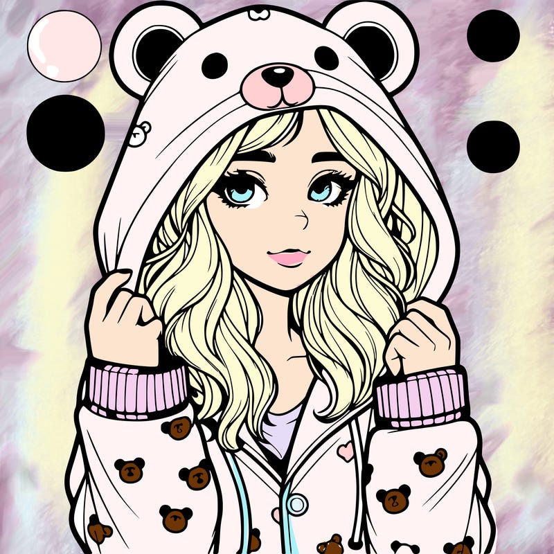 realistic girl in a animal pjs hoodie