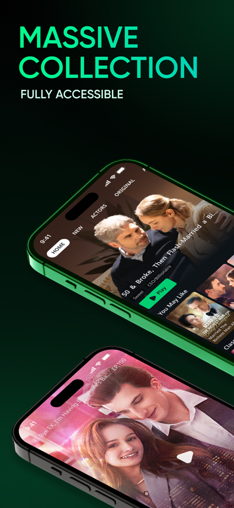 Reelala mobile app displaying a massive collection of short drama series and video player
