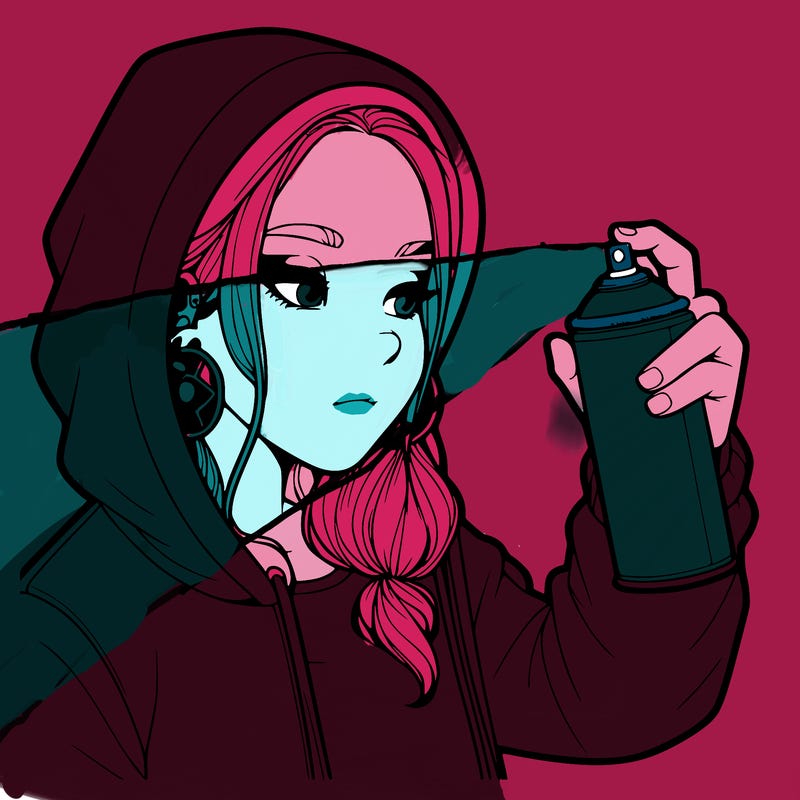 a realistic girl, spray painting