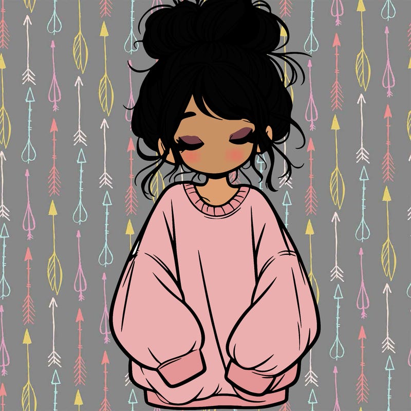 girl with baggy sweatshirt and messy bun