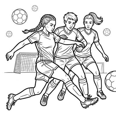 Dive into the exciting world of soccer with our captivating coloring page featuring dynamic defenders in action. Designed with large print and clear outlines, it offers a relaxing and engaging coloring experience especially suited for seniors.