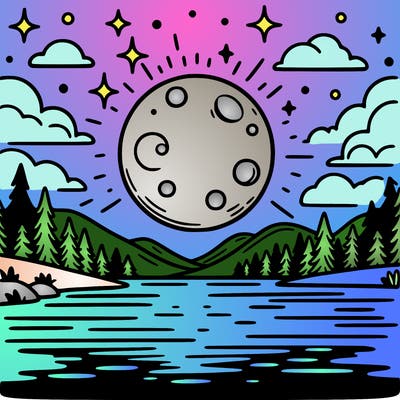 moonlight shining on a lake