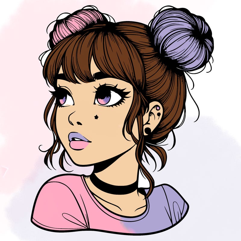 realistic girl with spacebuns