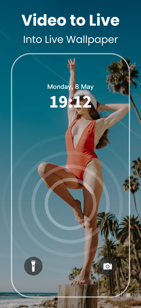 GIF Maker - Turn Video to GIFs - Uma tela de bloqueio do iPhone exibindo um papel de parede animado personalizado feito a partir de um vídeo usando o aplicativo Criador de GIF
