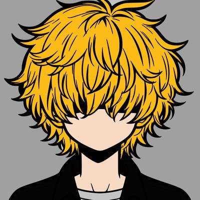 manga boy fluffy hair covering his eyes