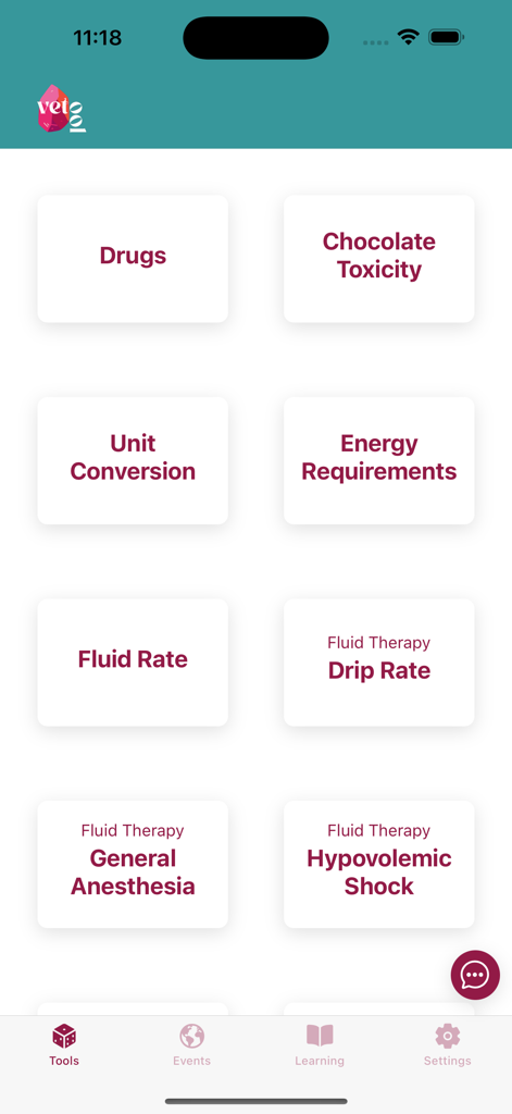 Vetool - Dashboard of Vetool app featuring veterinary medical calculators and drug dosage tools