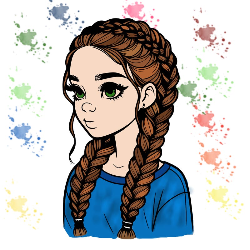 realistic girl with braids