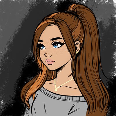 realistic girl with a high ponytail