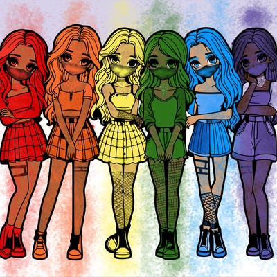 a group of girls realistic