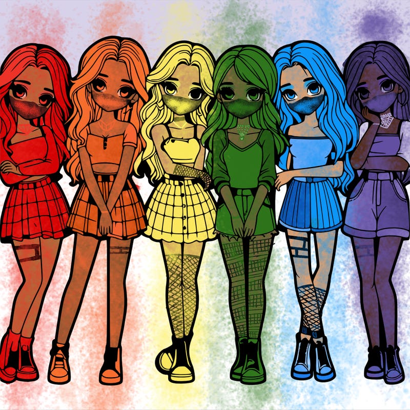 a group of girls realistic