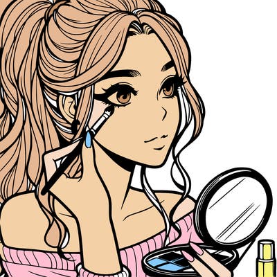 a realistic girl doing her makeup