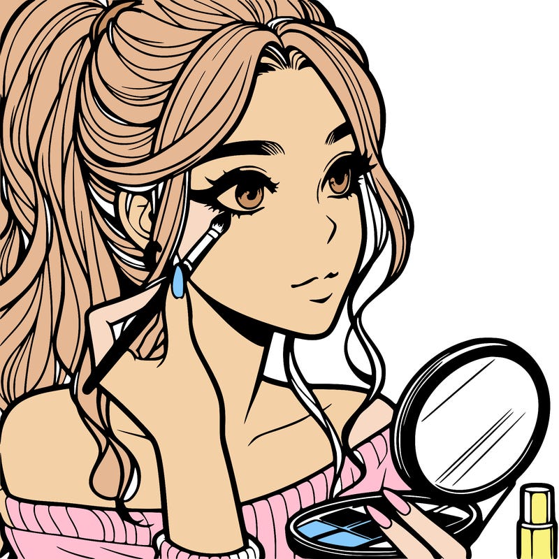 a realistic girl doing her makeup