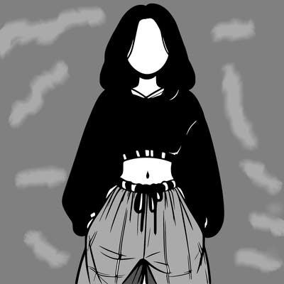 realistic girl faceless with baggy pants and a crop top