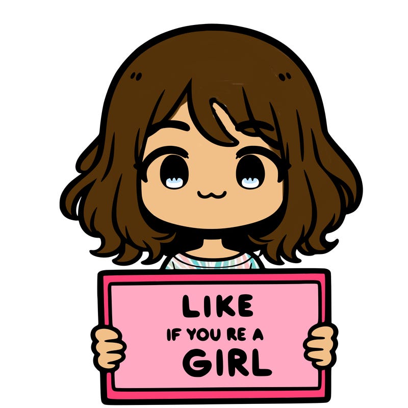 a cute girl holding a sign that says like if you’re a girl