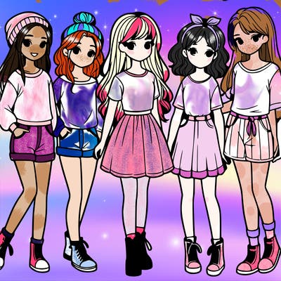 a group of five girls