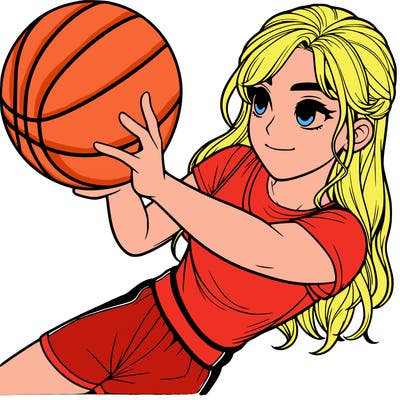 realistic girl playing basketball