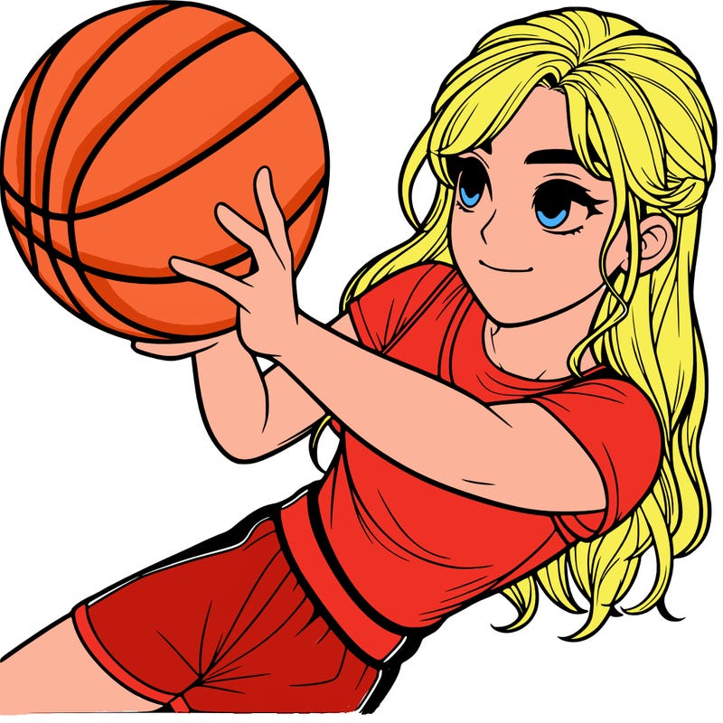 realistic girl playing basketball