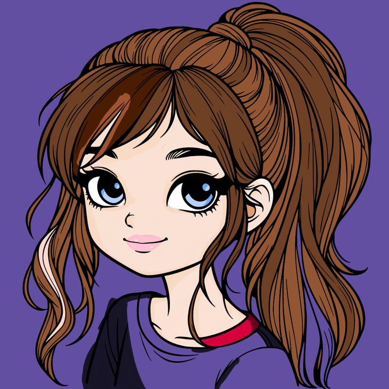 realistic girl with ponytail