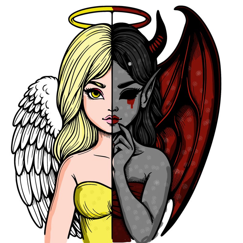 realistic angel half demon