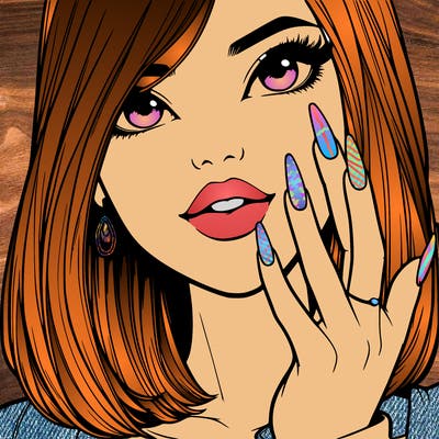 realistic girl showing her nails