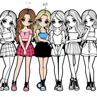 a group of girls realistic