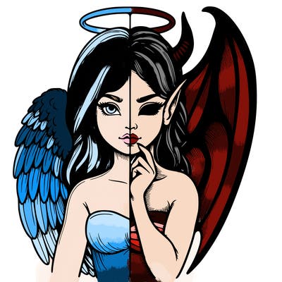 realistic angel half demon