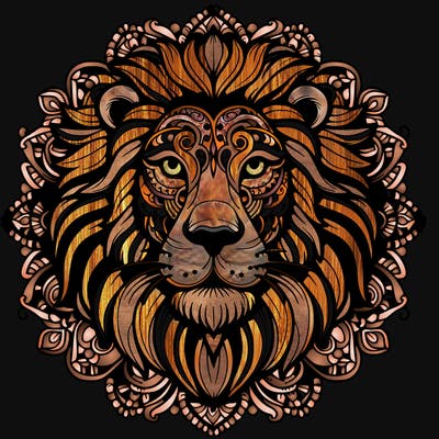 realistic lion mandala