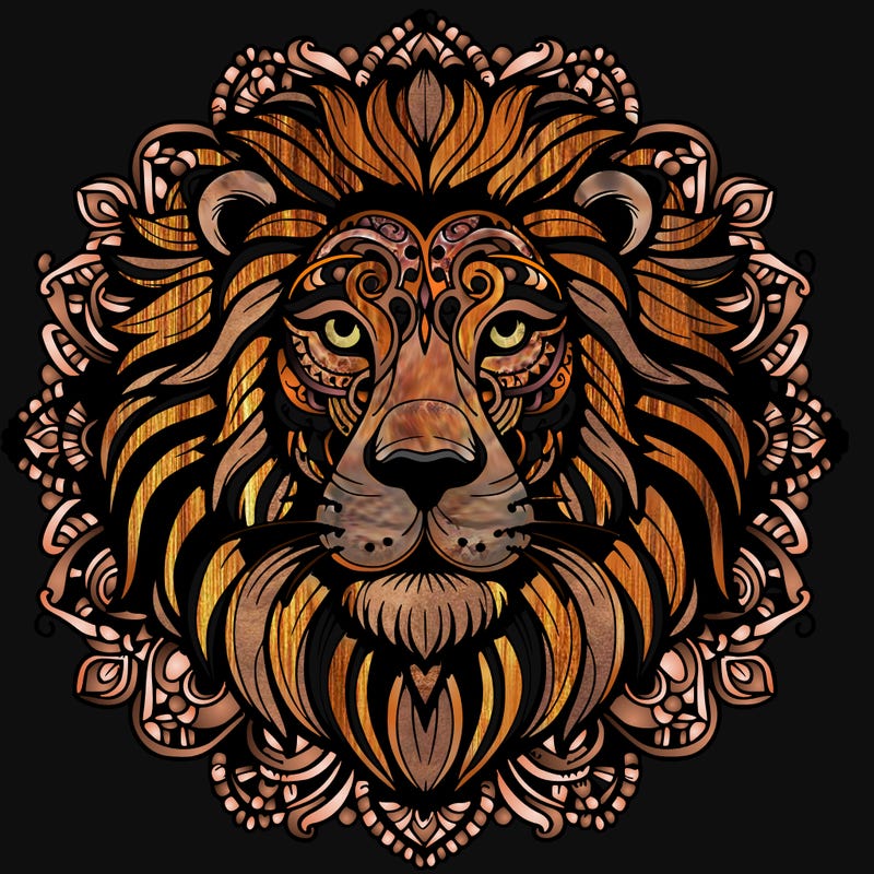 realistic lion mandala
