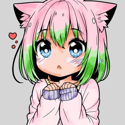 shy anime catgirl