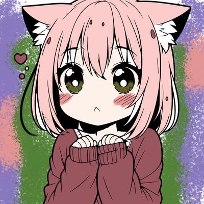 shy anime catgirl