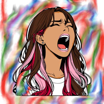 screaming realistic, girl