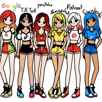 a group of girls wearing crop tops and shorts